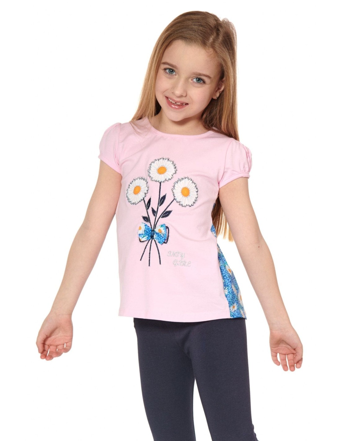 Girls\' blouse with flowers, light pink NDZ8157 - Online store - Boutique